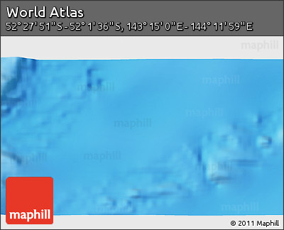 Shaded Relief 3D Map of the Area around 52° 14' 43" S, 143° 43' 29" E