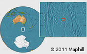 Satellite Location Map of the area around 52° 14' 43" S, 143° 43' 29" E