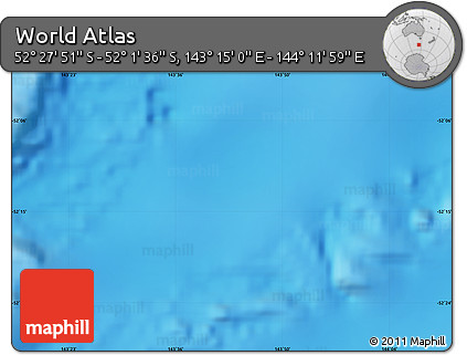 Physical Map of the Area around 52° 14' 43" S, 143° 43' 29" E
