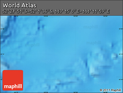 Physical Map of the Area around 52° 14' 43" S, 143° 43' 29" E