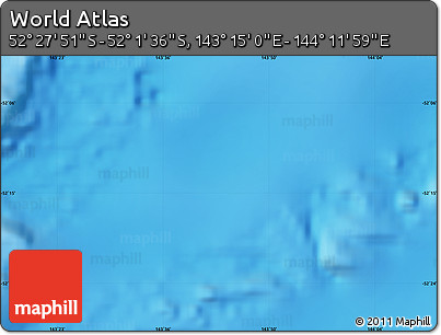 Physical Map of the Area around 52° 14' 43" S, 143° 43' 29" E