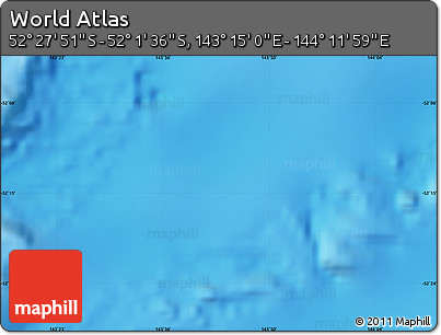 Shaded Relief Map of the Area around 52° 14' 43" S, 143° 43' 29" E