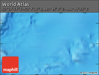 Shaded Relief Map of the Area around 52° 14' 43" S, 143° 43' 29" E