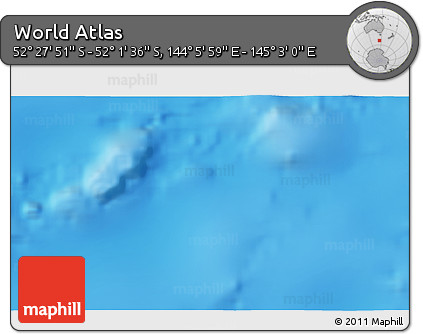 Shaded Relief 3D Map of the Area around 52° 14' 43" S, 144° 34' 29" E