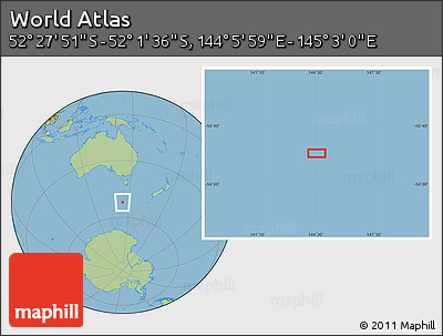 Savanna Style Location Map of the Area around 52° 14' 43" S, 144° 34' 29" E