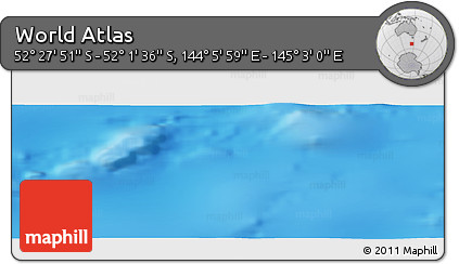 Shaded Relief Panoramic Map of the Area around 52° 14' 43" S, 144° 34' 29" E
