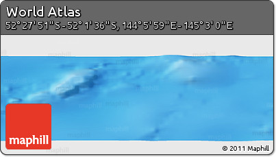 Shaded Relief Panoramic Map of the Area around 52° 14' 43" S, 144° 34' 29" E