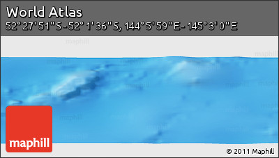Shaded Relief Panoramic Map of the Area around 52° 14' 43" S, 144° 34' 29" E