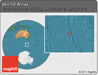 Satellite Location Map of the Area around 52° 14' 43" S, 145° 25' 30" E