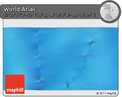 Shaded Relief 3D Map of the Area around 52° 14' 43" S, 147° 7' 30" E