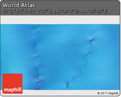 Shaded Relief 3D Map of the Area around 52° 14' 43" S, 147° 7' 30" E
