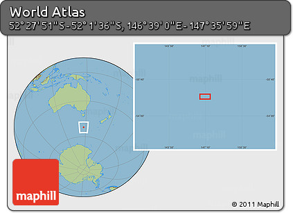 Savanna Style Location Map of the Area around 52° 14' 43" S, 147° 7' 30" E