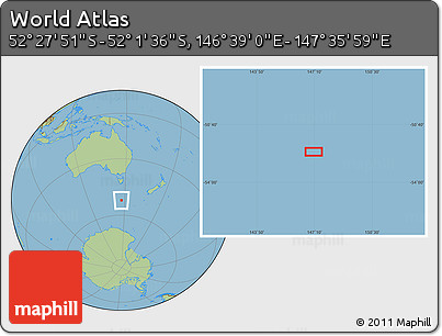 Savanna Style Location Map of the Area around 52° 14' 43" S, 147° 7' 30" E