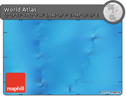 Shaded Relief Map of the Area around 52° 14' 43" S, 147° 7' 30" E
