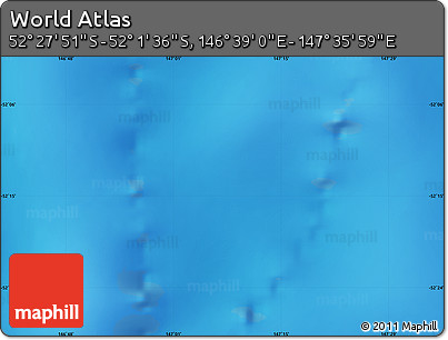 Shaded Relief Map of the Area around 52° 14' 43" S, 147° 7' 30" E