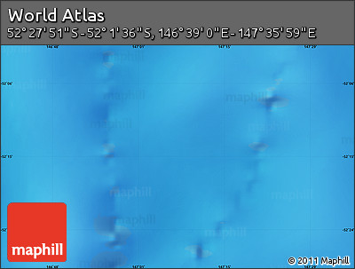 Shaded Relief Map of the Area around 52° 14' 43" S, 147° 7' 30" E