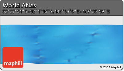 Physical Panoramic Map of the Area around 52° 14' 43" S, 147° 7' 30" E