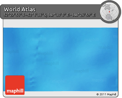 Shaded Relief 3D Map of the Area around 52° 14' 43" S, 147° 58' 29" E