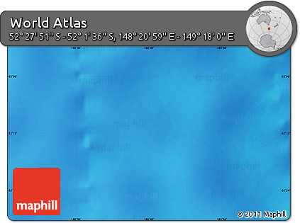 Physical Map of the Area around 52° 14' 43" S, 148° 49' 29" E
