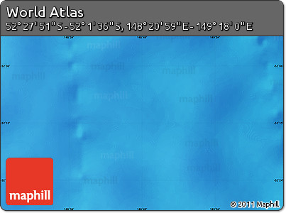 Physical Map of the Area around 52° 14' 43" S, 148° 49' 29" E
