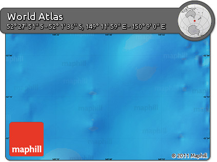 Physical Map of the Area around 52° 14' 43" S, 149° 40' 30" E