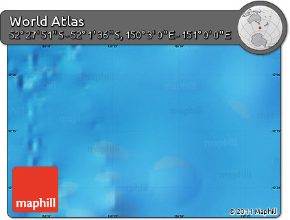 Shaded Relief Map of the Area around 52° 14' 43" S, 150° 31' 30" E