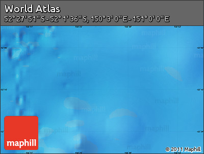 Shaded Relief Map of the Area around 52° 14' 43" S, 150° 31' 30" E