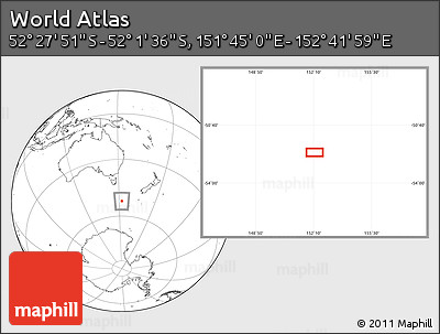 Blank Location Map of the Area around 52° 14' 43" S, 152° 13' 29" E