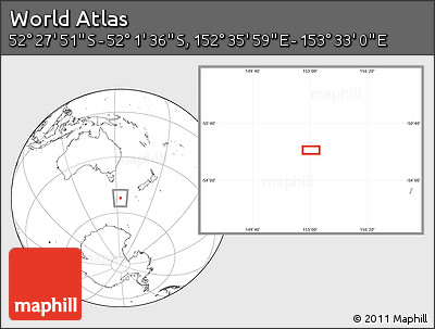Blank Location Map of the Area around 52° 14' 43" S, 153° 4' 29" E