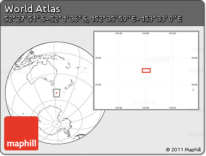 Blank Location Map of the Area around 52° 14' 43" S, 153° 4' 29" E