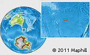 Physical Location Map of the area around 52° 14' 43" S, 153° 4' 29" E