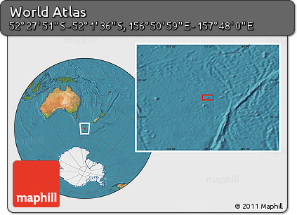 Satellite Location Map of the Area around 52° 14' 43" S, 157° 19' 29" E