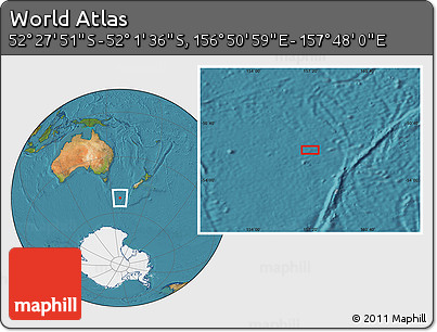 Satellite Location Map of the Area around 52° 14' 43" S, 157° 19' 29" E