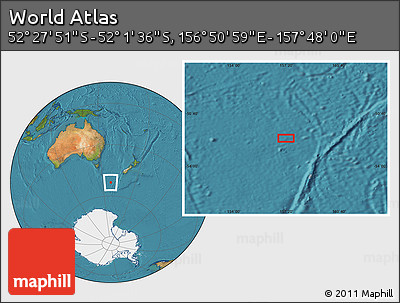 Satellite Location Map of the Area around 52° 14' 43" S, 157° 19' 29" E