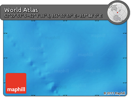 Shaded Relief Map of the Area around 52° 14' 43" S, 157° 19' 29" E