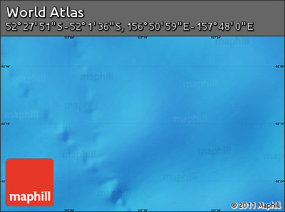 Shaded Relief Map of the Area around 52° 14' 43" S, 157° 19' 29" E
