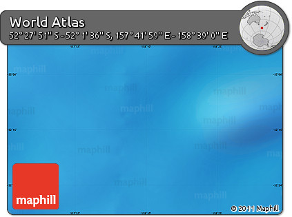 Shaded Relief Map of the Area around 52° 14' 43" S, 158° 10' 30" E