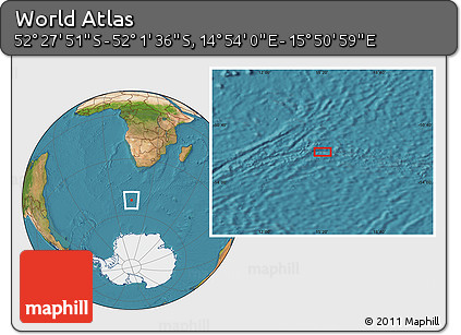 Satellite Location Map of the Area around 52° 14' 43" S, 15° 22' 30" E
