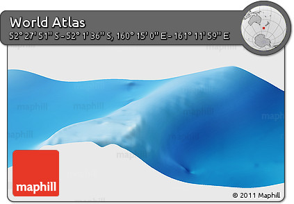 Shaded Relief Panoramic Map of the Area around 52° 14' 43" S, 160° 43' 29" E