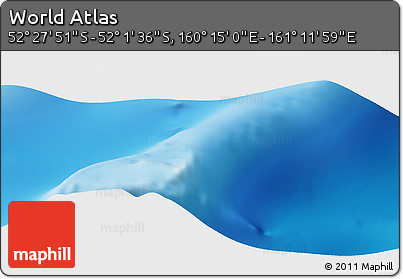 Shaded Relief Panoramic Map of the Area around 52° 14' 43" S, 160° 43' 29" E