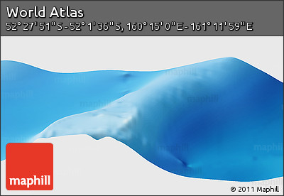 Shaded Relief Panoramic Map of the Area around 52° 14' 43" S, 160° 43' 29" E