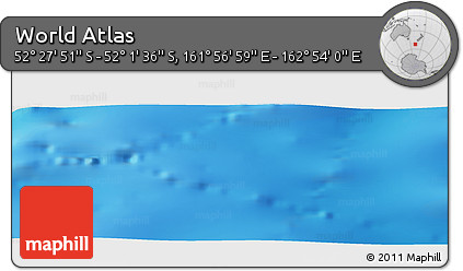Shaded Relief Panoramic Map of the Area around 52° 14' 43" S, 162° 25' 30" E