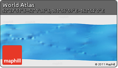 Shaded Relief Panoramic Map of the Area around 52° 14' 43" S, 162° 25' 30" E