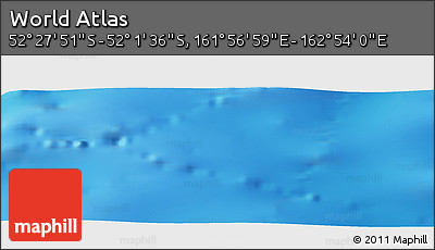 Shaded Relief Panoramic Map of the Area around 52° 14' 43" S, 162° 25' 30" E