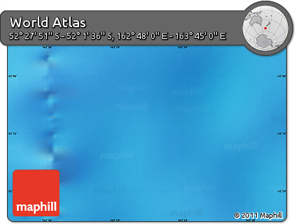 Shaded Relief Map of the Area around 52° 14' 43" S, 163° 16' 30" E