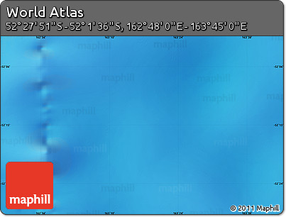 Shaded Relief Map of the Area around 52° 14' 43" S, 163° 16' 30" E