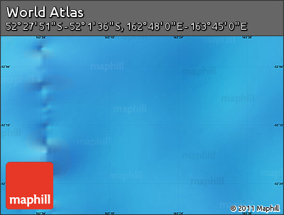 Shaded Relief Map of the Area around 52° 14' 43" S, 163° 16' 30" E