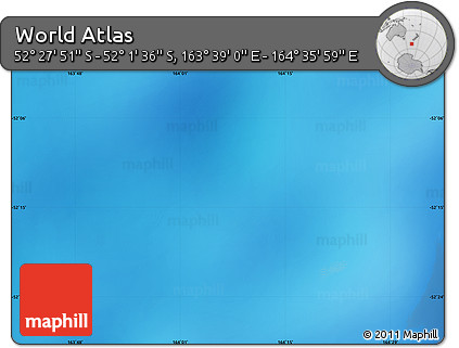 Shaded Relief Map of the Area around 52° 14' 43" S, 164° 7' 30" E