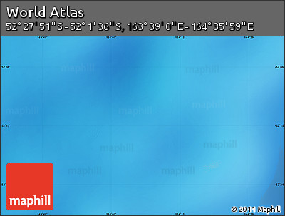 Shaded Relief Map of the Area around 52° 14' 43" S, 164° 7' 30" E