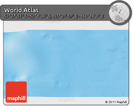 Shaded Relief 3D Map of the Area around 52° 14' 43" S, 165° 49' 29" E